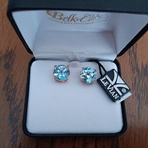 New Levian 7.38 ct. tw. Ocean Blue Topaz™ in 14K Strawberry Gold Plated earrings
